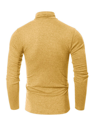 Men's long-sleeved solid color turtleneck bottoming T-shirt top