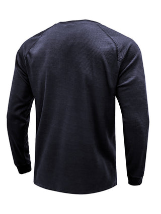 New Men's Round Neck Waffle Henley Shirt