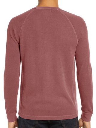 New Men's Round Neck Waffle Henley Shirt