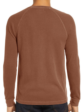 New Men's Round Neck Waffle Henley Shirt