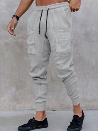 Men's new sports pants, loose legged, multi-pocket casual trousers