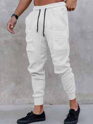 Men's new sports pants, loose legged, multi-pocket casual trousers