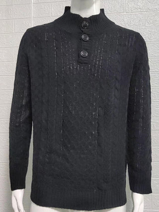 Men's Solid Color Half Turtle Collar Slim Fit Long Sleeve Knitted Sweater