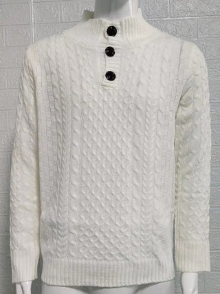 Men's Solid Color Half Turtle Collar Slim Fit Long Sleeve Knitted Sweater