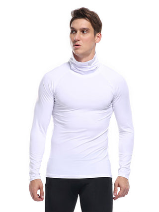 Men's new high-neck high-elastic tight sports long-sleeved T-shirt