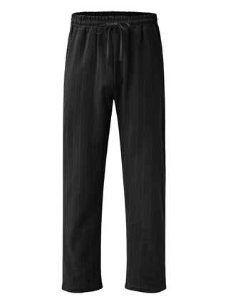 Men's vertical striped lace-up elastic waist beach pants casual trousers