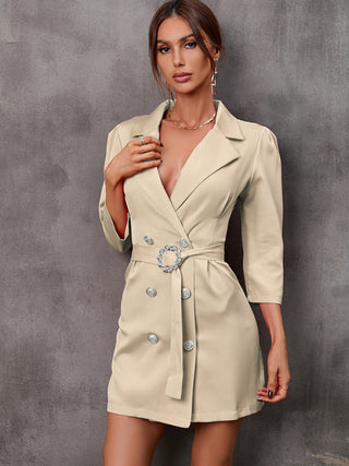 Women's Button Tie Suit Dress (with Belt)