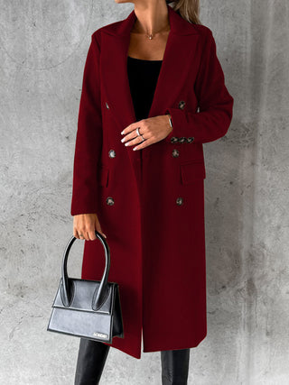 Women's Classy Business Casual Overcoat With Button Fastens And Front Pockets