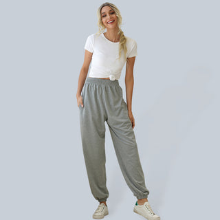 Women's Solid Color Sport Elastic Waistband Jogger