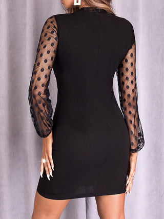 Chic Polka Dot Lace Sleeve Dress for Women