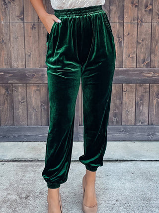 Women's Solid Color Elastic Waistband Velvet Pants