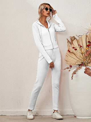 women's hooded cardigan long sleeve zipper casual suit