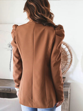 Women's casual commuting long-sleeved shoulder pad puff sleeve slim suit