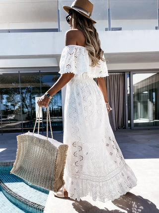 Women's Solid Color Lace Off Shoulder Long Dress