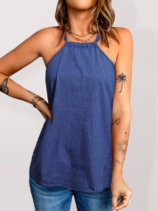 Women's Denim Halter Tank Top