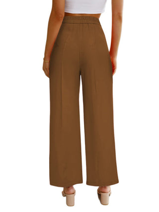 Women's Casual Wide Leg Dress Pants High Waist Button Down Trousers With Pockets