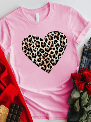 Women's Leopard Love Print Top T-Shirt