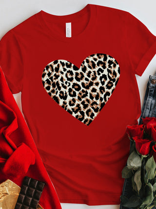 Women's Leopard Love Print Top T-Shirt