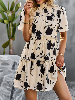 Women's Casual Fashion Floral Print Short Sleeve Dress