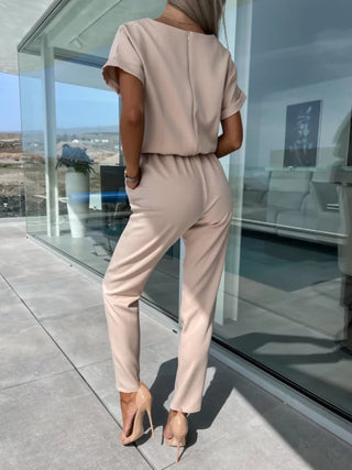 Women's V-neck Slip Pocket Jumpsuit