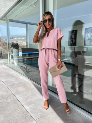 Women's V-neck Slip Pocket Jumpsuit