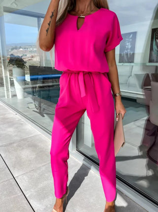 Women's V-neck Slip Pocket Jumpsuit