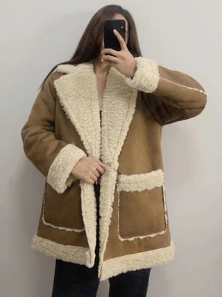 Women's Suede Fur Double-Sided Fleece Coat