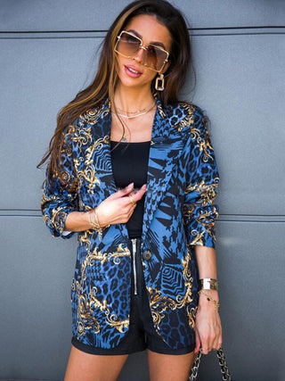 Long-sleeved lapel digital printing suit small jacket women's clothing