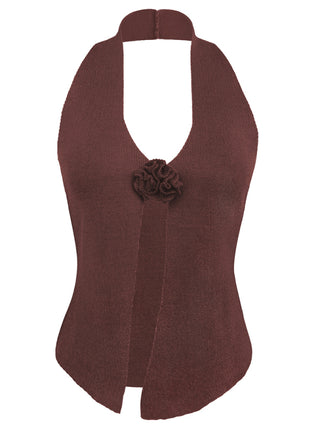 Women's Sexy Wool Halter Neck Rabbit Fleece Vest