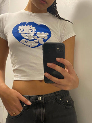 Women's Y2K Hot Girl Navel Bare Cartoon Print Short Sleeve T-Shirt