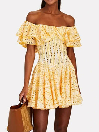 Ruffle Embroidery Dress for Women