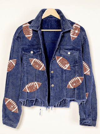 Corduroy and rugby sequined jacket women's short baseball uniform