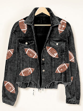 Corduroy and rugby sequined jacket women's short baseball uniform