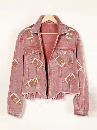 Corduroy and rugby sequined jacket women's short baseball uniform