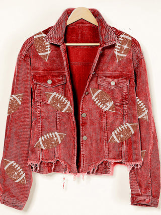 Corduroy and rugby sequined jacket women's short baseball uniform