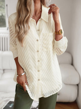 Elegant Jacquard Long-Sleeve Blouse for Women