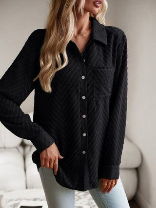 Elegant Jacquard Long-Sleeve Blouse for Women