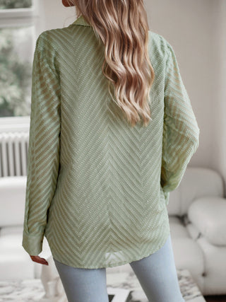 Elegant Jacquard Long-Sleeve Blouse for Women