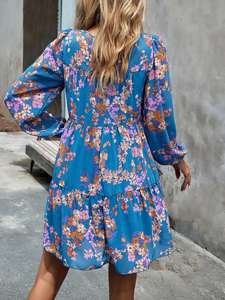 Floral Printed Chiffon Layered Dress for Women