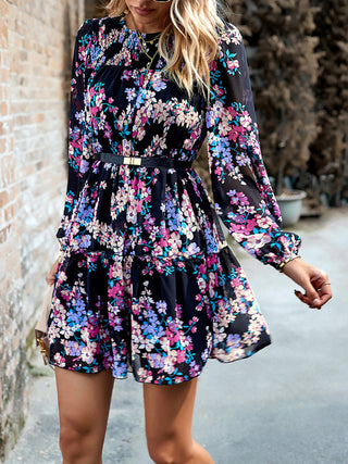 Floral Printed Chiffon Layered Dress for Women