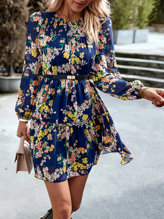 Floral Printed Chiffon Layered Dress for Women