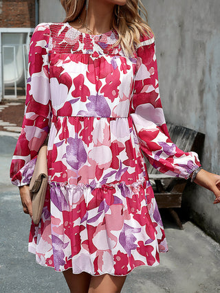 Floral Printed Chiffon Layered Dress for Women