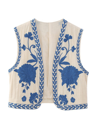 Embroidered Cardigan Vest for Women