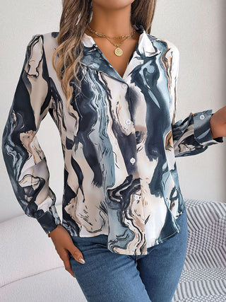 Casual Color Contrast Striped Long-Sleeve Shirt for Women