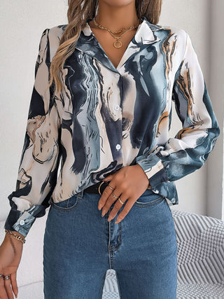 Casual Color Contrast Striped Long-Sleeve Shirt for Women