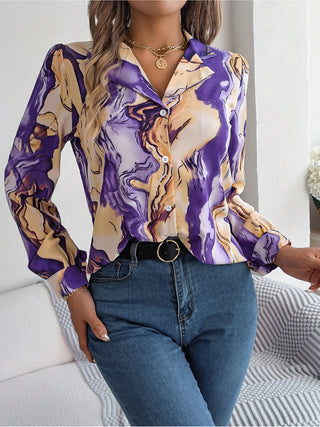 Casual Color Contrast Striped Long-Sleeve Shirt for Women