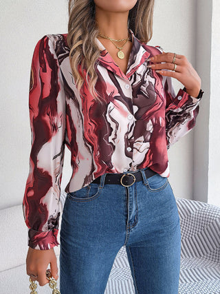 Casual Color Contrast Striped Long-Sleeve Shirt for Women