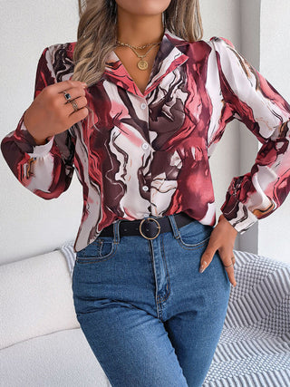 Casual Color Contrast Striped Long-Sleeve Shirt for Women