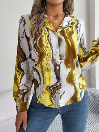 Casual Color Contrast Striped Long-Sleeve Shirt for Women