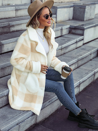 Plaid Plush Coat for Women